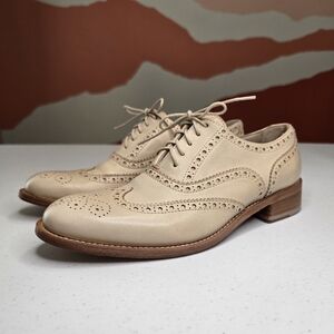 Paul Smith Cream Oxford Wingtip Shoes Mens 39 US‎ 6 Office Church